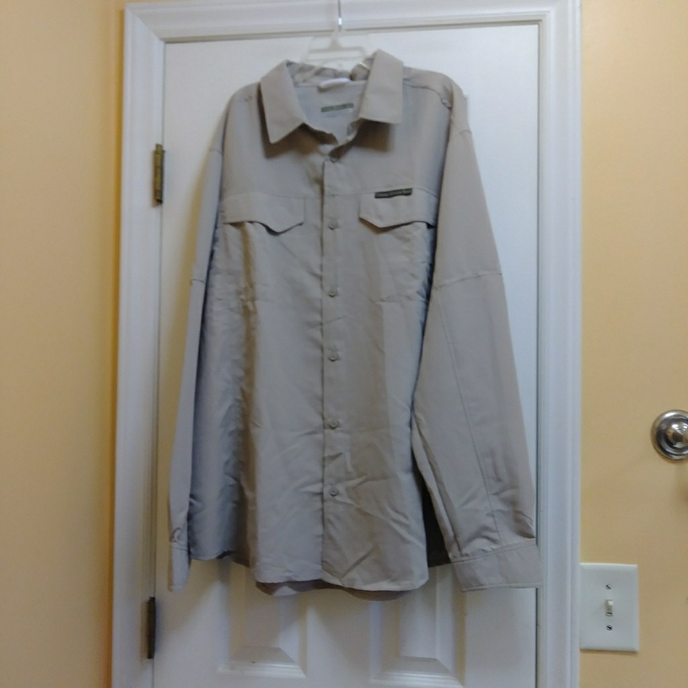 Overseas Adventure Travel Mens Shirt Sz L Beige